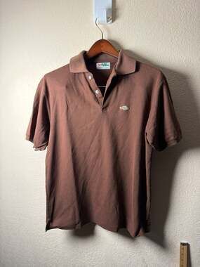 Vintage Sears Dragon Logo Brown Short Sleeve Polo Shirt Size Large